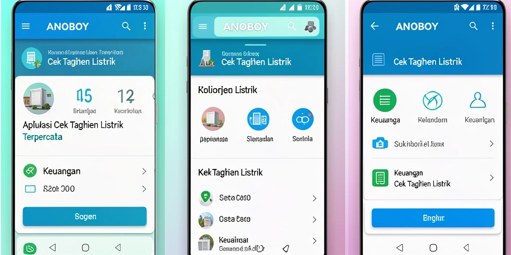 Screenshot aplikasi ANOBOY menunjukkan fungsi cek tagihan listrik yang sederhana.
