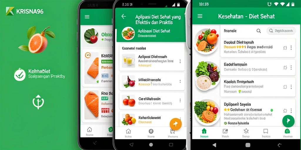 Tampilan antarmuka aplikasi KRISNA96 untuk Diet Sehat.