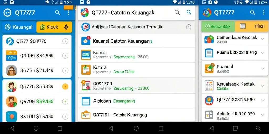Tampilan antarmuka aplikasi QT777 yang menarik dan fungsional untuk Catatan Keuangan.